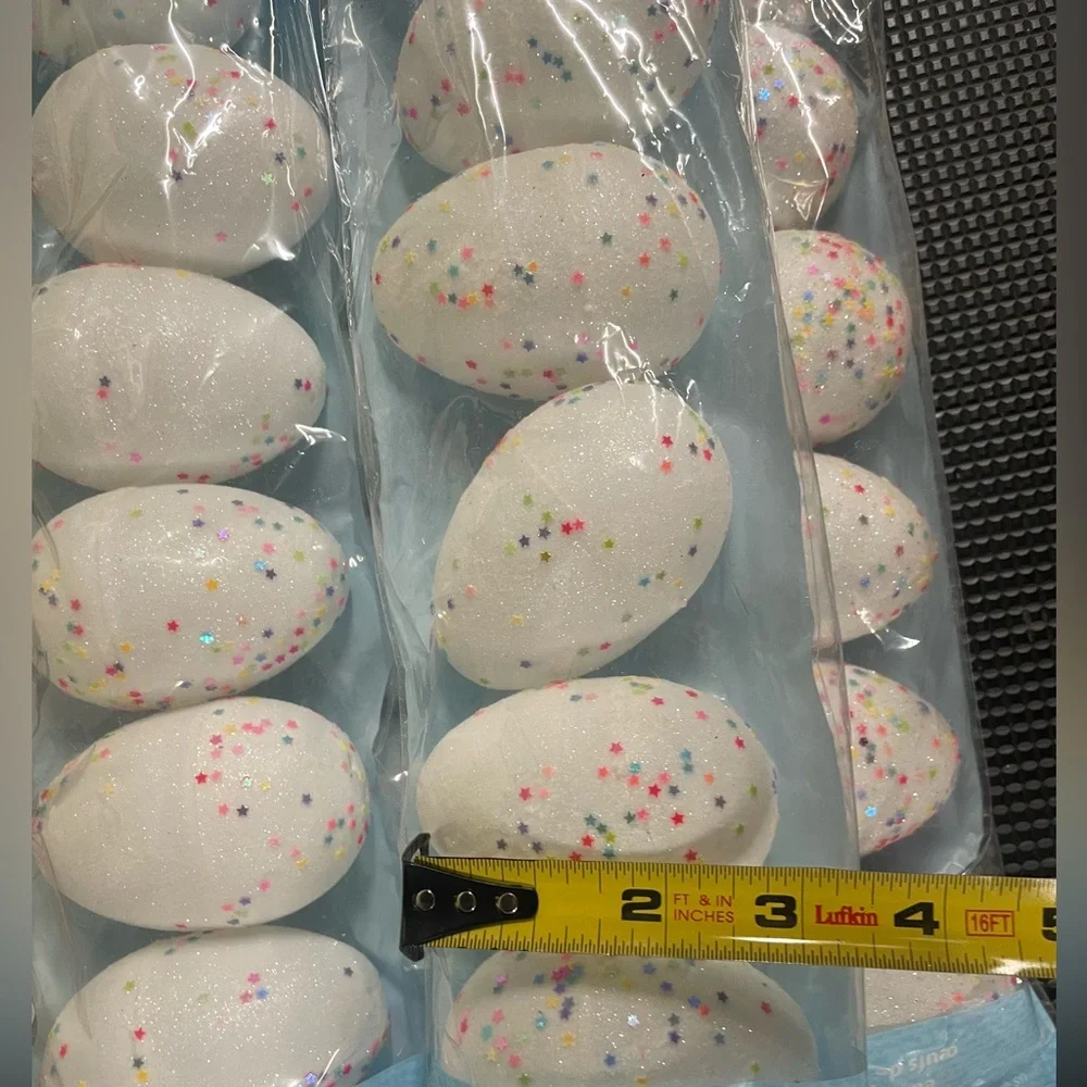 White Multicolor Glitter Plastic Fillable Large Easter Eggs- 30 openable eggs